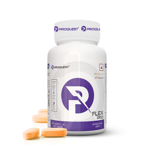 Flex Pro Tablets offer advanced joint support formula with Glucosamine HCL, Chondroitin Sulphate, MSM, Boswellia serrata extract, and patented Curcuwin® & BioPerine® & Vitamin D3.