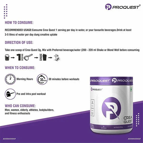 Crea Quest (Creatine Monohydrate), instantly soluble & Rapid absorption
