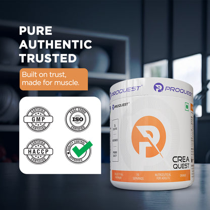 Crea Quest orange Flavour Creatine Monohydrate, instantly soluble & Rapid absorption