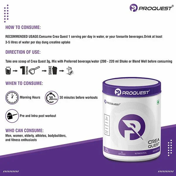 Crea Quest (Creatine Monohydrate), instantly soluble & Rapid absorption