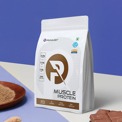 Proquest Muscle Protein with 24Gm Protein for Muscle Recovery & Gut Health - With Probiotics & Digezyme® Enzymes  No Added Sugar Milk Chocolate Flavour - Men and Women