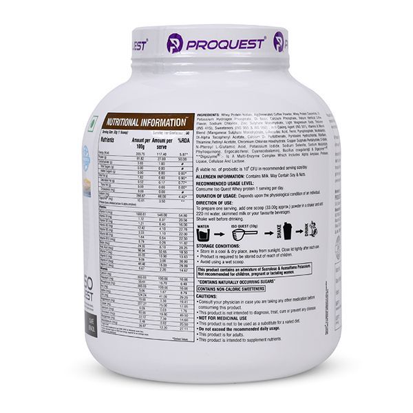 Iso Quest Isolate Whey Protein - Added Probiotics & Digestive Enzymes
