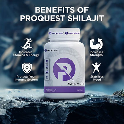Proquest Shilajit 500mg – 60 Capsules for Energy & Stamina